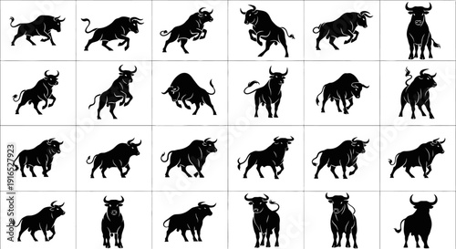 Collection of various animal silhouettes displayed in a grid pattern.