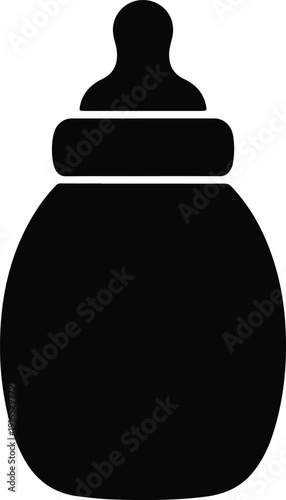 silhouette baby bottle feeding equipment childhood newborn object icon illustration vector design