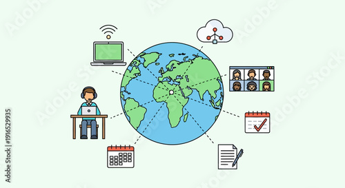 Globe with internet and social media.