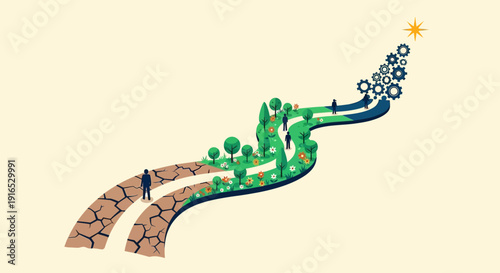 Green tree roots growing upwards naturally.