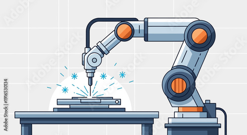 Industrial robotic arm welding machine.