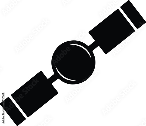 silhouette communication satellite orbital technology icon isolated flat vector design