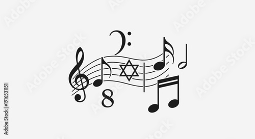 Musical Notes with Star of David.