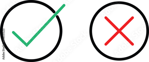 Green check mark and red cross in black circles 1