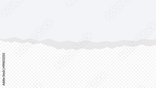 Top torn paper edge with transparent lower area and irregular ripped border