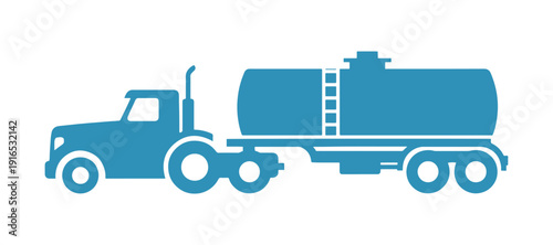 Truck tractor tank symbol. Side perspective. Simple flat vector graphic illustration. Object isolated on a white background. Isolate

