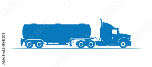 Truck tractor tank graphic. Side view illustration. Simple vector design. Isolated on a white background. Isolate

