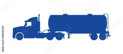 Truck tractor tank symbol. Side perspective. Simple vector graphic illustration. Object isolated on a white background. Isolate

