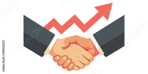 Business Handshake with Rising Growth Arrow Symbolizing Successful Partnership, Financial Profit, Revenue Increase, Corporate Collaboration, Investment Success, and Long-Term Business Growth Strategy
