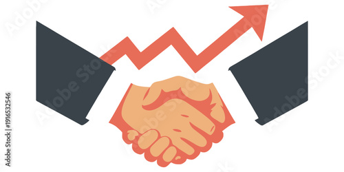 Business Handshake with Rising Growth Arrow Symbolizing Successful Partnership, Financial Profit, Revenue Increase, Corporate Collaboration, Investment Success, and Long-Term Business Growth Strategy