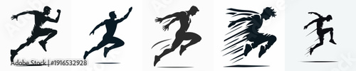 Vector silhouette of a man jumping.