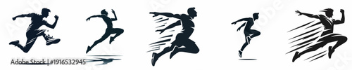 Vector silhouette of a man jumping.