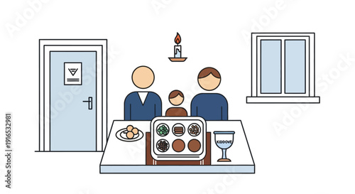 Family Gathering Around Dinner Table Together.