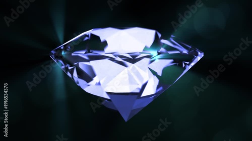 Brilliant Cut Diamond Rotating, Seamless Loop on Black Background.
A stunning, 3D animation of a large, brilliant-cut diamond. The camera orbits the gemstone in a smooth 360-degree motion, capturing s