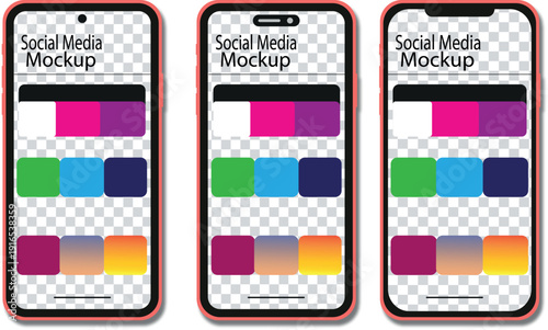  Instagram post and story UI mockup template in mobile view with PNG and green screen layout on transparent background