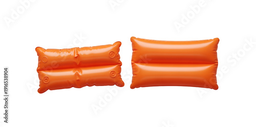 Two orange inflatable arm floaties isolated on transparent background for summer