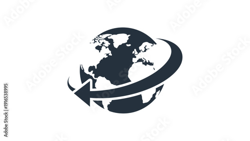 Earth Globe with Circular Arrow.