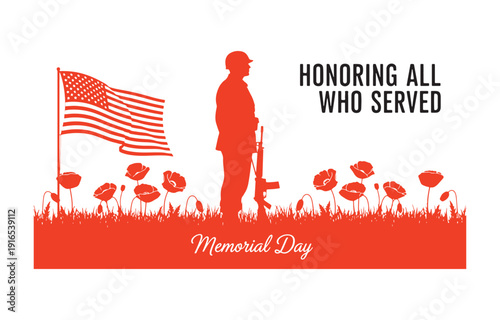 Memorial Day Art. A salute to all who have served. Vector design

