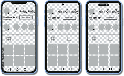  Instagram post and story UI mockup template in mobile view with PNG and green screen layout on transparent background