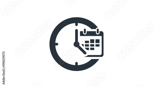 Clock calendar icon time schedule symbol.