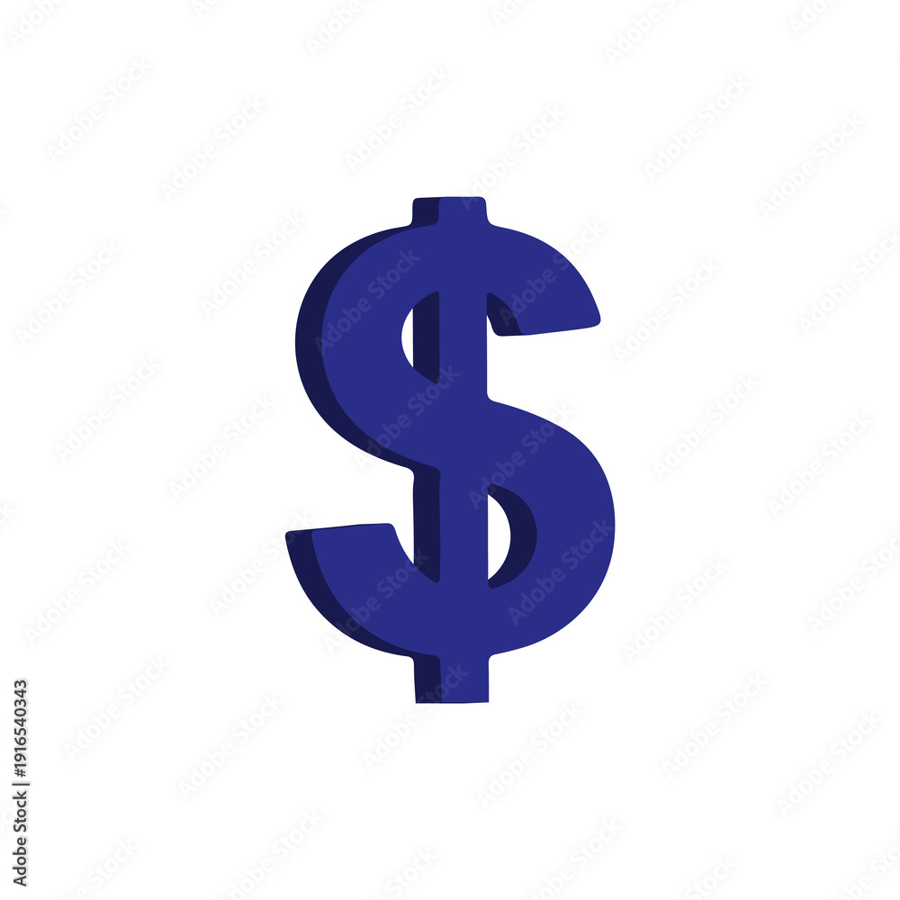 Obraz premium 3D Blue Dollar Sign Icon Money Currency Finance Symbol Modern Glossy UI App Interface Element High Resolution Isolated Transparent Background