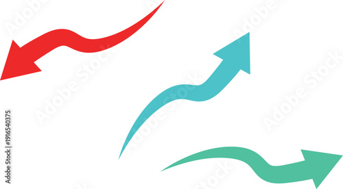 Three Curved Arrows in Red Blue and Green Colors Pointing in Different Directions