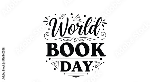 World Book Day typographic design element, isolated on transparent background