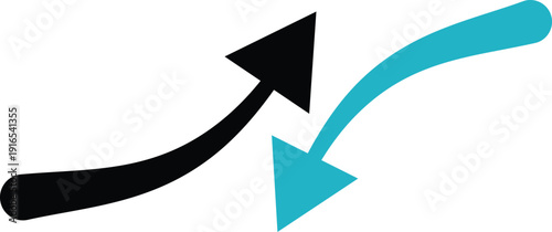 Two Arrows Pointing in Opposite Directions One Black One Blue