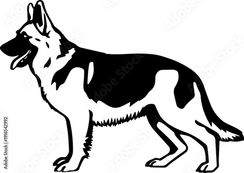 German Shepherd dog black silhouette