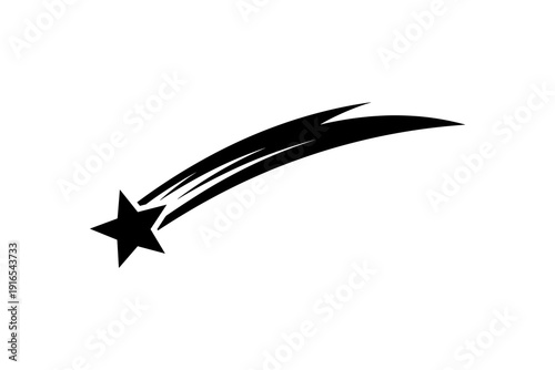 Minimalist shooting star in black outline on white background