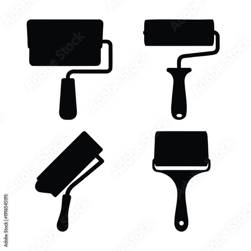 Essential painting tools silhouettes for various home improvement and artistic projects