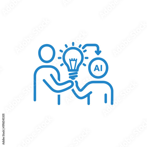 Person holding lightbulb with AI concept and collaboration idea exchange