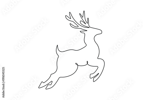  Continuous one line drawing art deer vector illustration