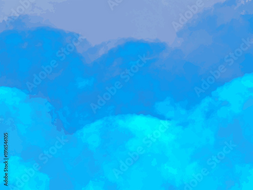 背景 ベクターの青い水彩グラデーション抽象テクスチャ、爽やかでやわらかな雲のように広がるデザイン素材 / Blue watercolor gradient abstract background vector, soft cloudy texture for fresh design, web and business use
