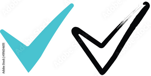 Two Check Marks in Blue and Black on White Background 7