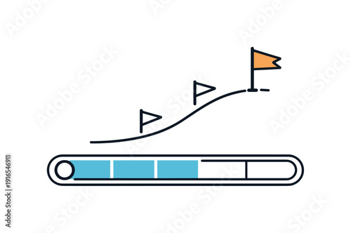 Strategic goal tracking and steady progress review in everyday productivity planning focused on long-term achievement, a simple progress bar paired