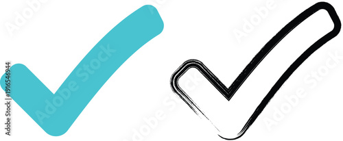 Two check marks in blue and black on white background 8