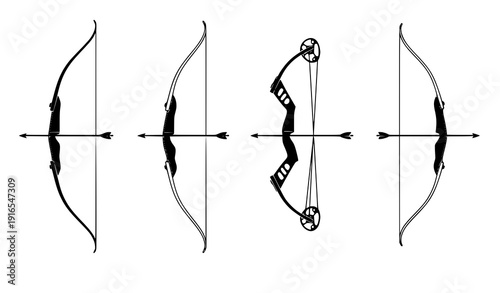 Detailed archery bow and arrow vector illustration