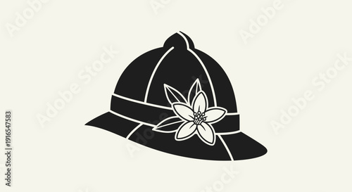 Black Firefighter Helmet with White Emblem.