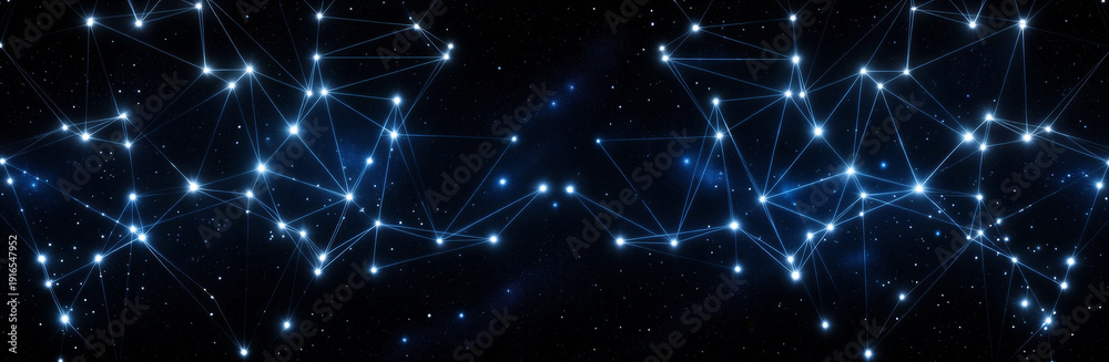 Obraz premium Abstract digital network of glowing dots and connections in space