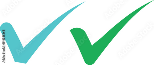 Two check marks in blue and green colors gradient approval