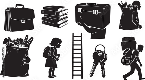 Back to school supplies and accessories for students illustration