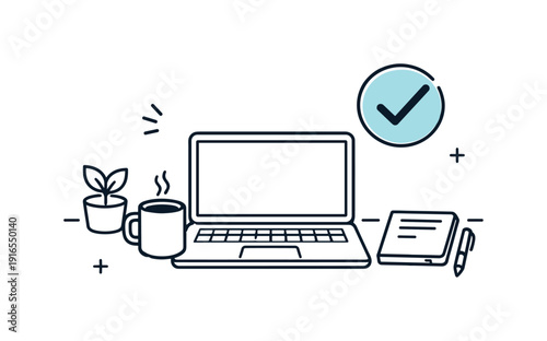 Calm productivity setup and intentional work preparation in a modern professional routine where tasks feel approachable, a simple desk scene with a
