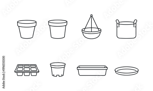 Garden planting containers: clay pot, plastic pot, hanging pot, grow bag, seed tray, nursery pot, window box, pot saucer