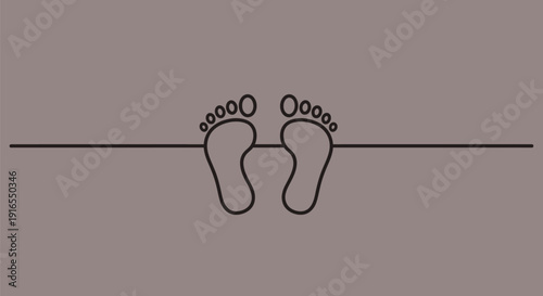 Barefoot Feet Standing on a Line.