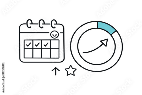 Personal habit building and consistency tracking in everyday life focused on gradual improvement, a calendar page paired with a circular progress ring