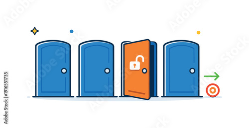 Psychological optionality and preserving freedom of action in uncertain environments, multiple simple doors with only one softly unlocked symbolizing