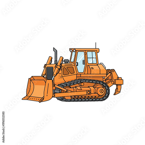 The bulldozer is operating on a construction site with heavy machinery equipment outdoors.