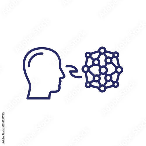 A human head with a network coming out of it, representing data exchange.