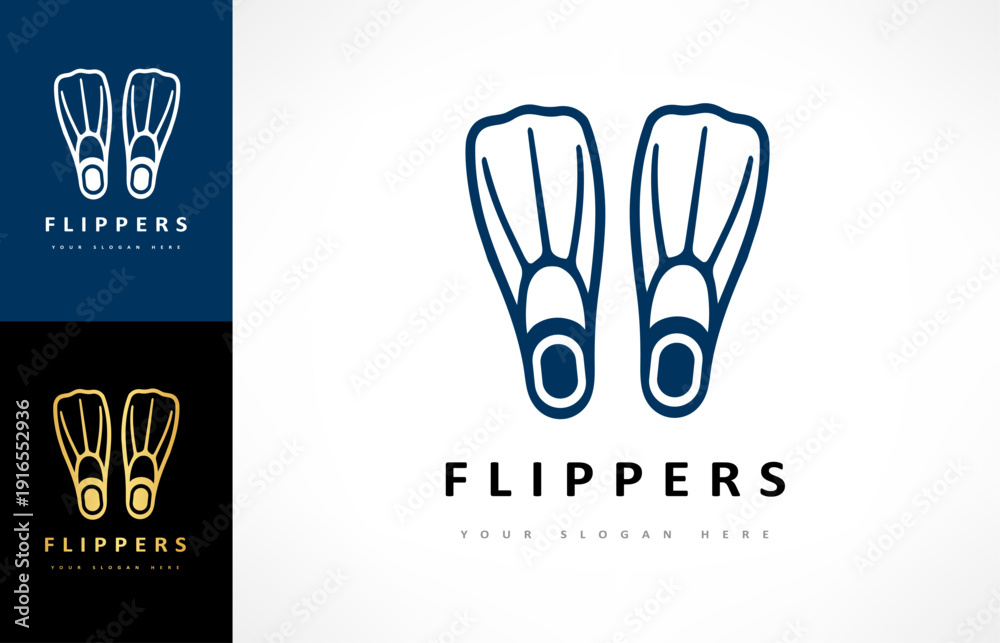 Fototapeta premium Flippers logo vector. Diving design.